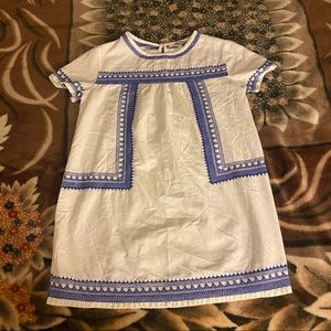 While Dress with Blue Embroidery